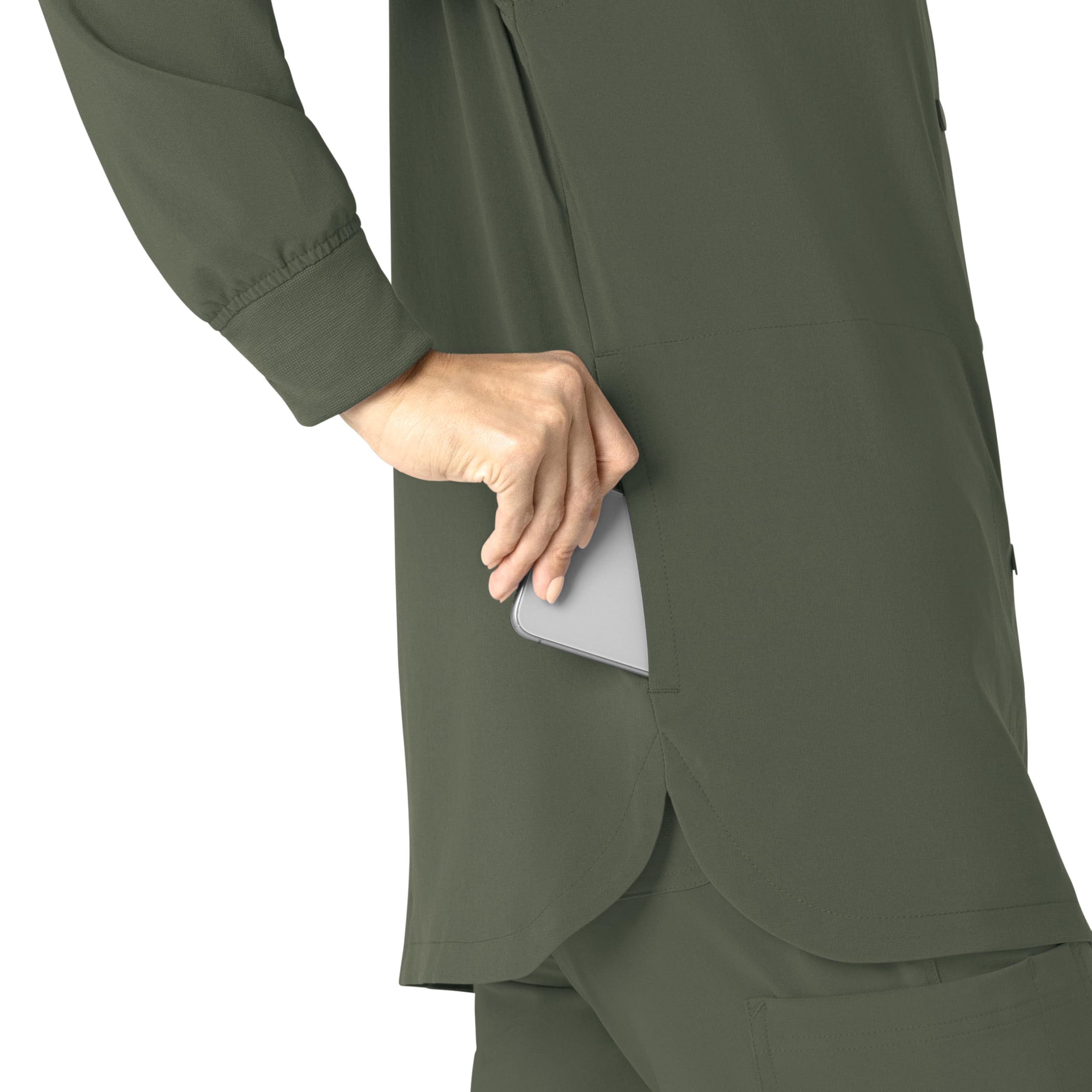 Carhartt Force Cross-Flex Scrubs for Women, Shirt Jacket - Olive, L