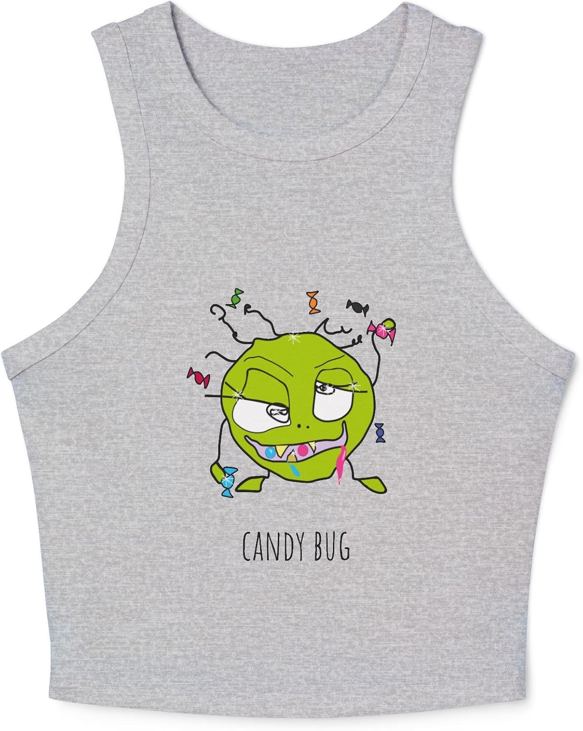 Women's Micro Rib Racer Tank Top - Candy Bug Athletic Heather