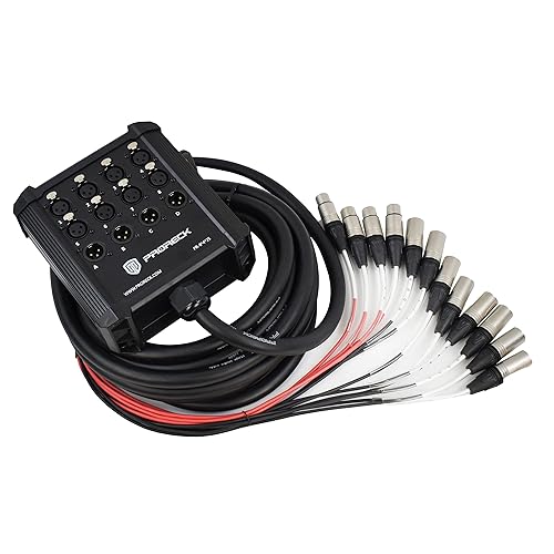 PRORECK Cable de serpiente, placa de circuito XLR de perfil bajo de 8 canales, cable divisor XLR para vivo, grabación, escenario, estudio, 25 pies