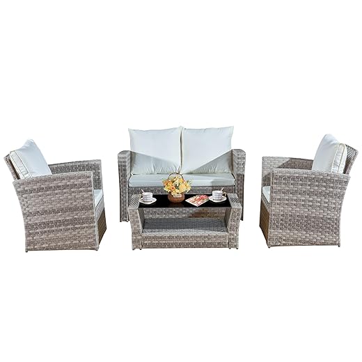 4-Piece Rattan Garden Furniture Set by Yaangagpe