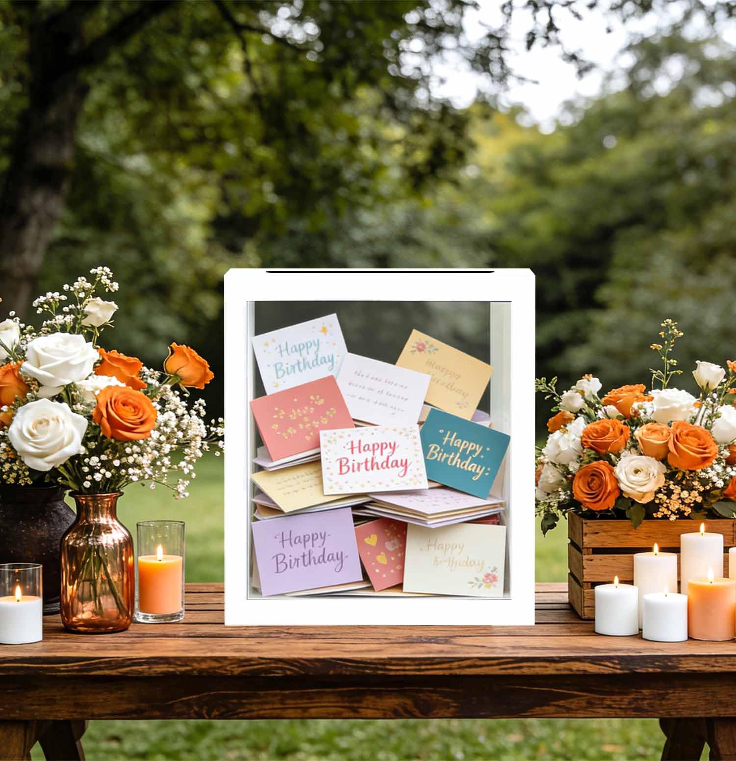 SietDESEO White Card Box for Party with Clear Window Large Gift Card Box Holder for Wedding Reception Birthday Graduation Baby Shower Raffle Ticket Box