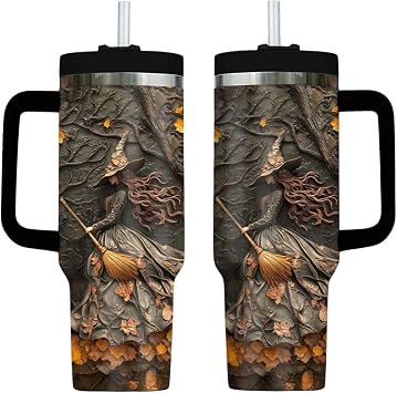 Witch 40 Oz Tumbler, Gothic Witches Tumbler, Halloween Witchy Vibes Tumbler, Gothic Cup, Wizard Magic Coffee Mug, Tumbler With Lid Straw, Witchy Stainless Steel Insulated Coffee Mugs Halloweens Gifts