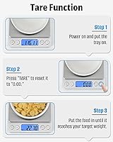 Vista 5 de Next-Shine balanza digital de acero inoxidable con función de peso tara, de 17.64 oz.