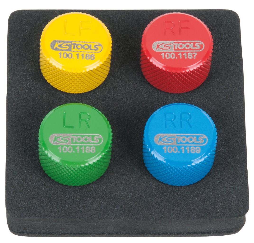 KS Tools 100.1185 RDKS / TPMS Reifenentlüfter-Satz, 4-tlg.