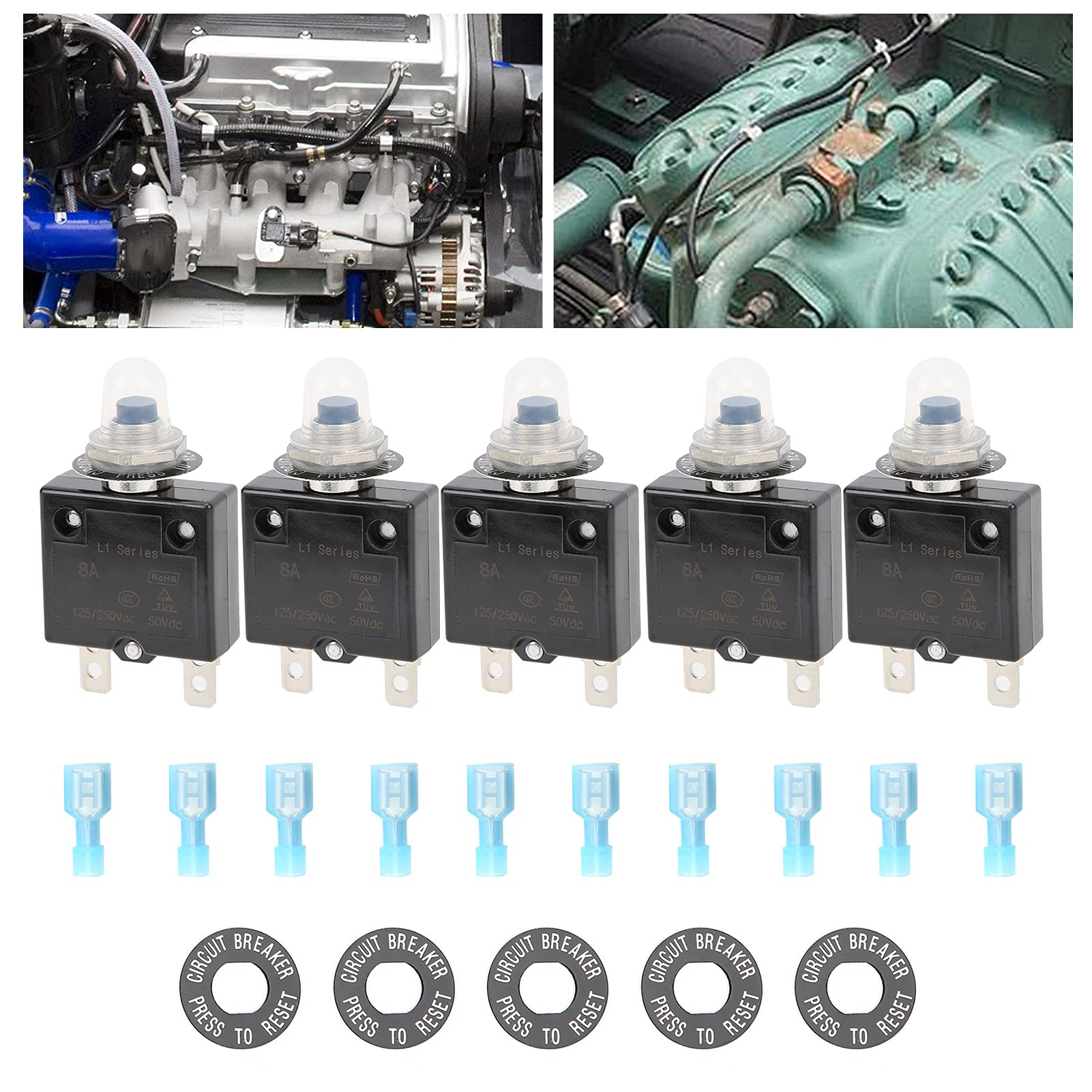 Interruttore Automatico 25A Interruttore Termico Di Ripristino Opzionale, 125-250 V CA 50 V CC Interruttore A Pulsante Di Protezione Contro | Leroy Merlin - Foto 8