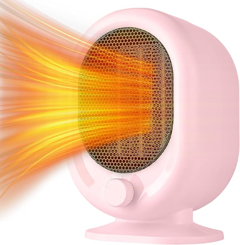 Mini Space Heater,1500W Small Desk Heater,2 Gears Adjustable,PTC Ceramic Heating,Tip-over & Overheat Protection,Fast Heating and Super Quiet Pink