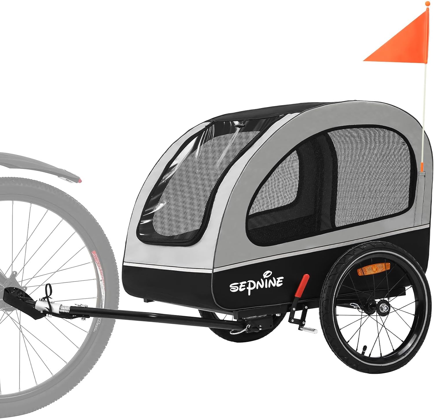 Sepnine Dog Bike Trailer, Dog Buggy for Bicycle, Suitable for Small and Medium Pets Up to 88lbs- Easy Folding Frame, 16 Inch Wheels - Non-Slip Floor and Internal Leash