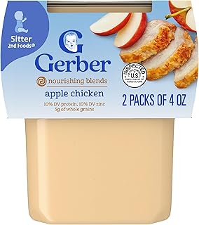 Gerber Baby Food 2nd Foods, cena, puré de pollo con manzana, tubos de 4 onzas, paquete de 2 (paquete de 8)
