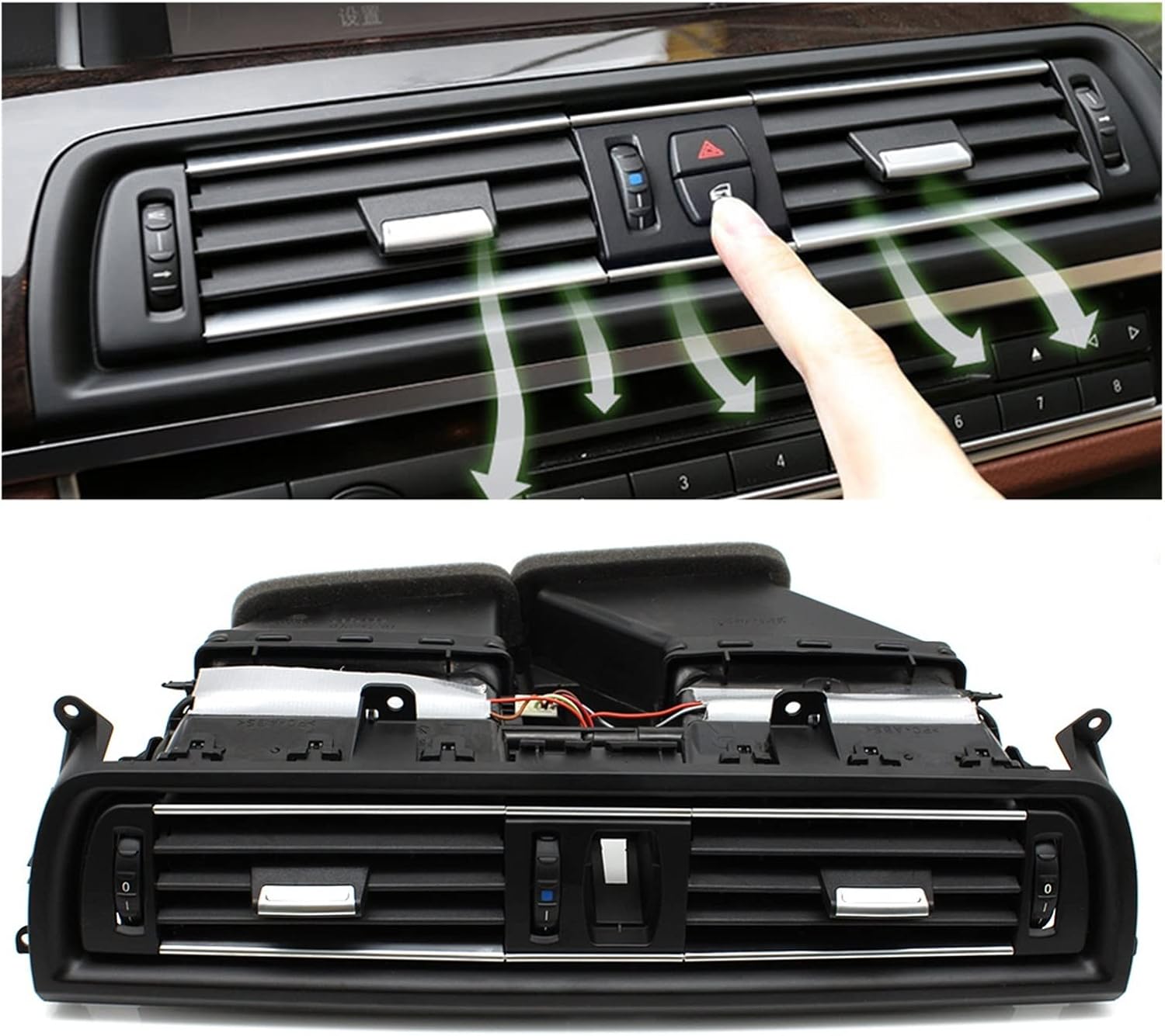 Front Central Air Conditioner Vent Grille Outlet Assembly Fit For BMW 5 Series F10 F11 523 525 528 530 64229209136 64229166885(Without Chrome)