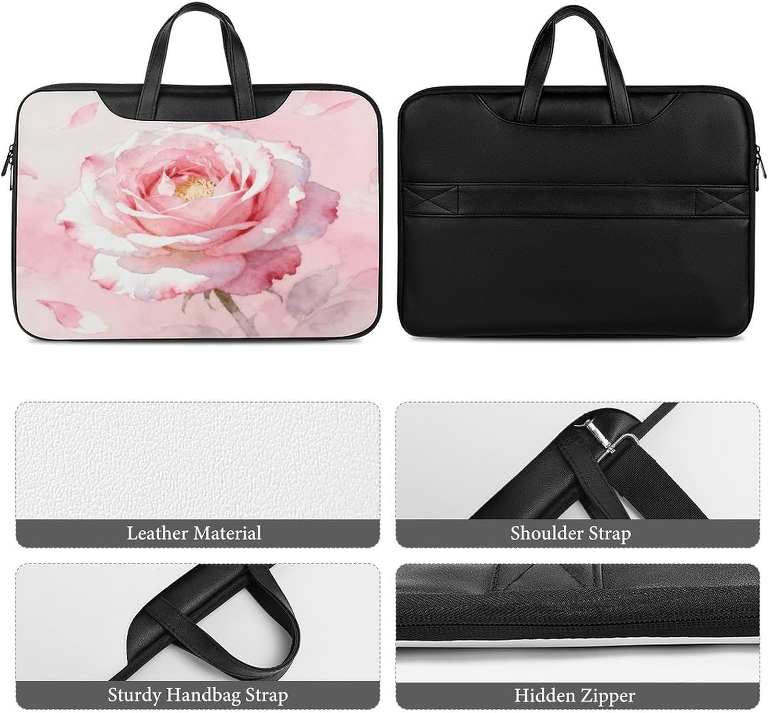 Pastel Pink 42x30.5cm Black-style Laptop Bag Leather Tablet Computer Briefcase Large Capacity Work Business Tote Bags for Office