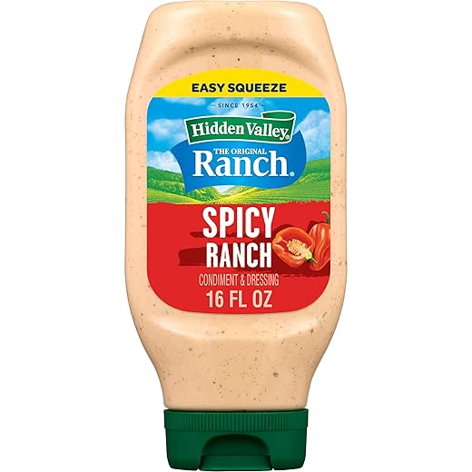 Hidden Valley Spicy Ranch Condiment and Dressing, Easy Squeeze Bottle, 16 Fl Oz (Package May Vary)