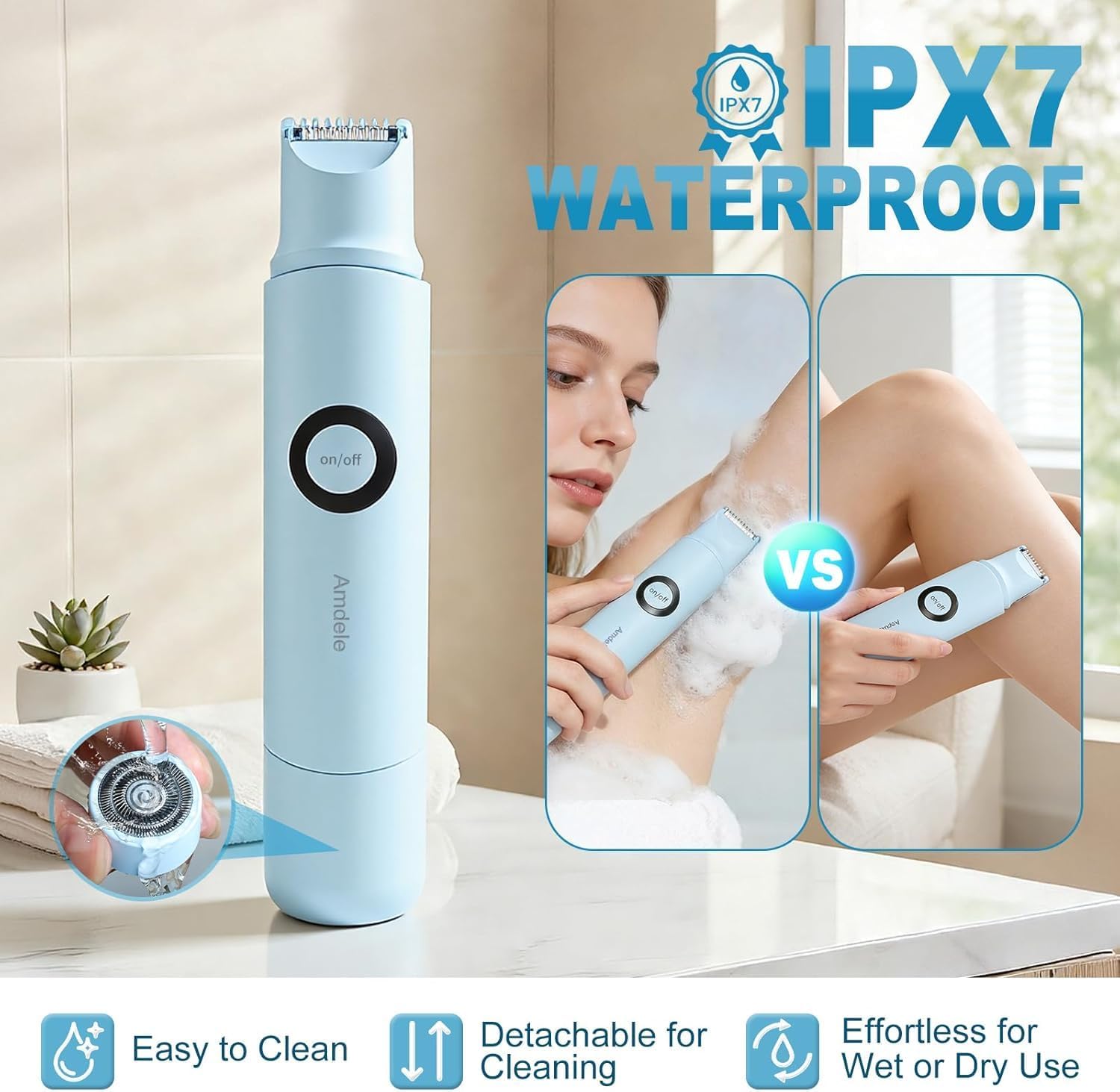Bikini Trimmer for Women - 2 in 1 Electric Painless Razors Dual Heads image 2