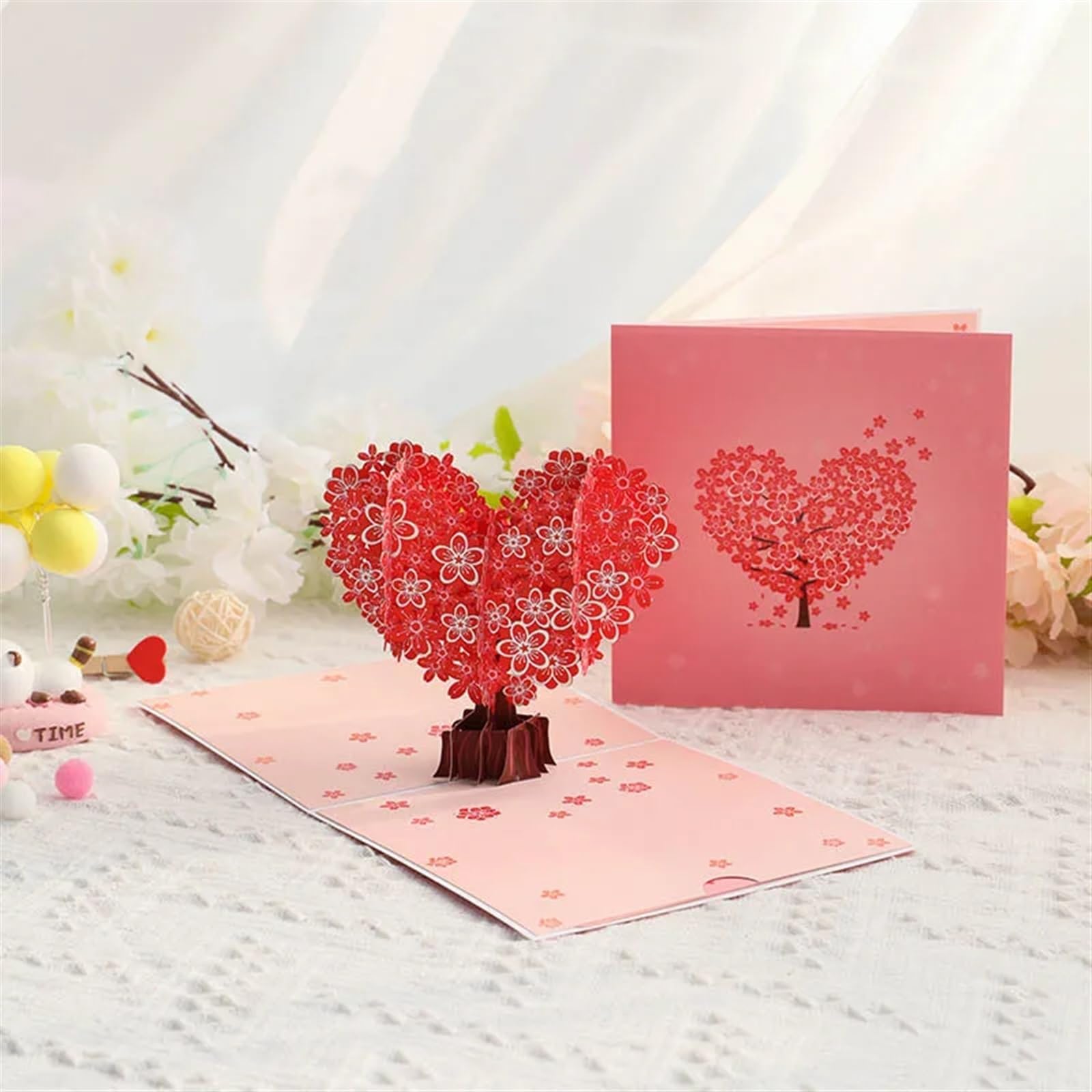 Zaproszenie na ślub Zaproszenia na każdą okazję, 3D Pop Up Love Cherry Tree ślubne z życzeniami 15x15 cm opakowanie 2 sztuki