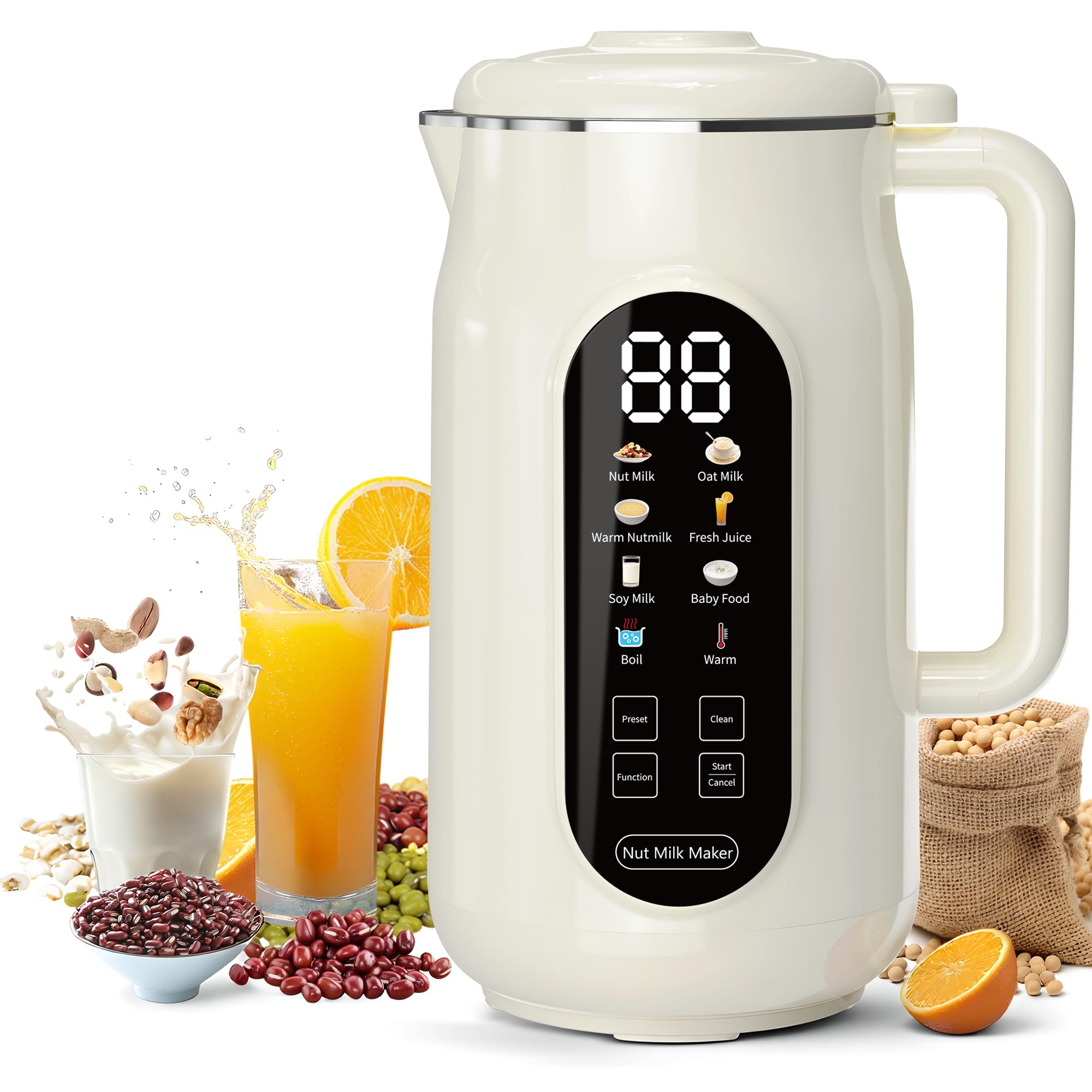 10 in 1 Nut Milk Maker Machine，42oz IMD Screen Almond Milk Maker