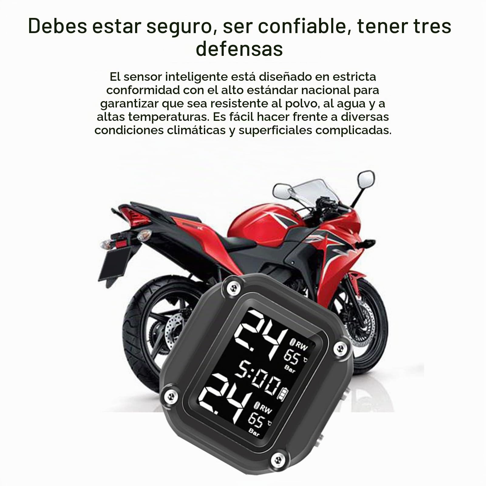 Shkalacar Manometro Presion Neumaticos TPMS para Motocicletas, Inalámbrico Medidor Presion de Carga USB con 2 Sensores Externos Pantalla LCD Digital para Moto de Dos Ruedas
