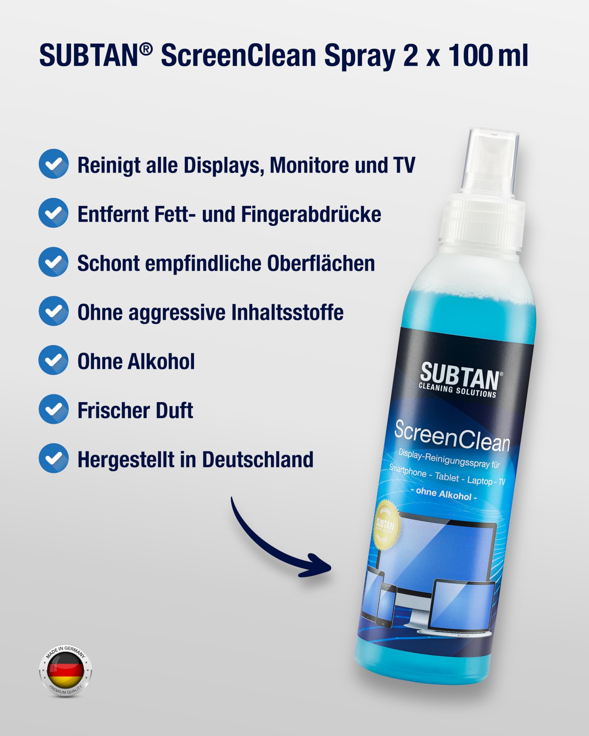 SUBTAN Bildschirmreiniger Set - Doppelpack Für Strahlend Saubere Displays