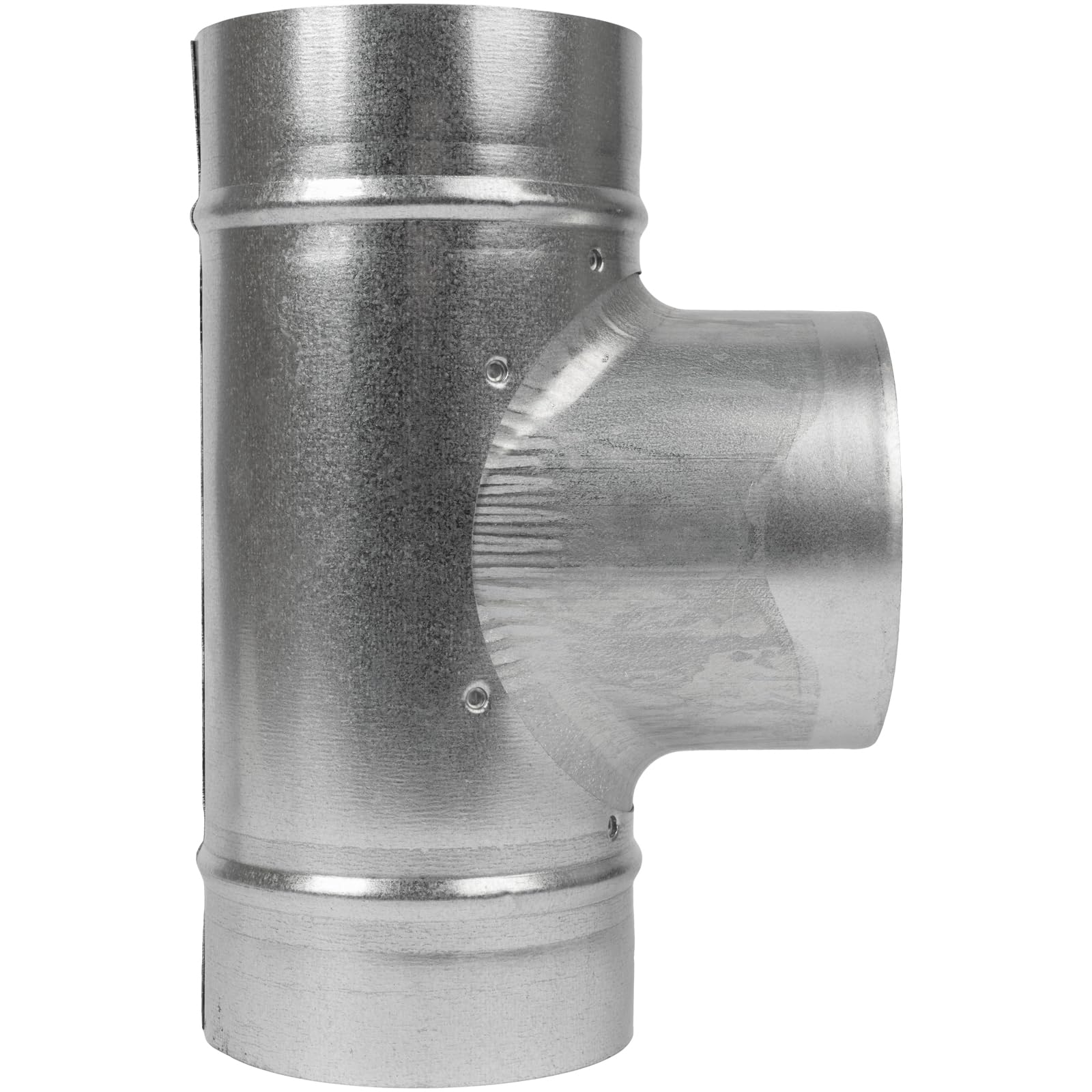 4" Inch T-Shape Ducting Splitter - 90 Degree Galvanized Steel 3-Way Dust Collection Fitting - Branches for Exhaust Fan - Ducting Adapter - Duct Hose Connector