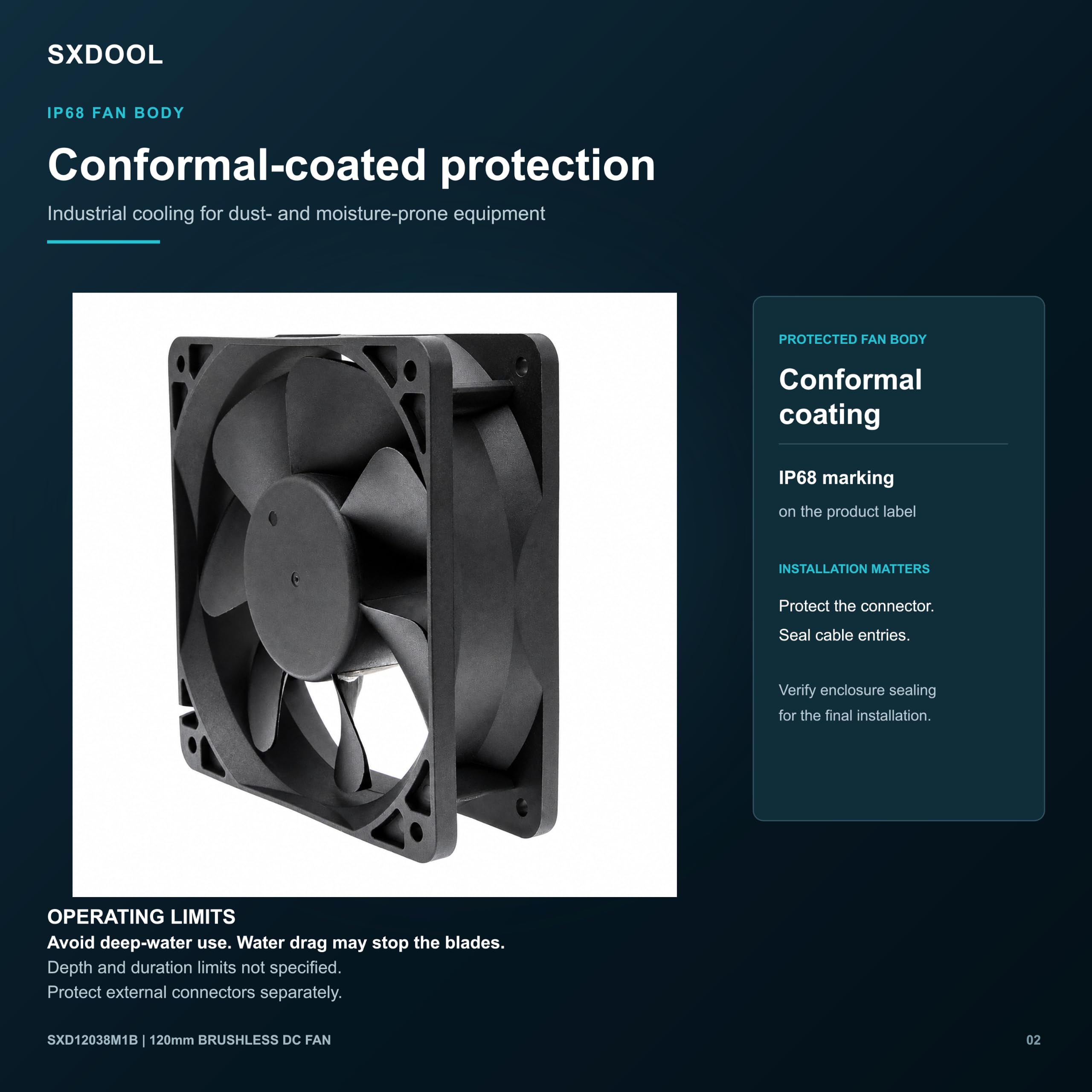 Ventilador de enfriamiento de 120 mm (120 x 120 x 38) de alta velocidad CFM impermeable, a prueba de polvo de 12 V, rodamiento de bolas dual 3600 rpm