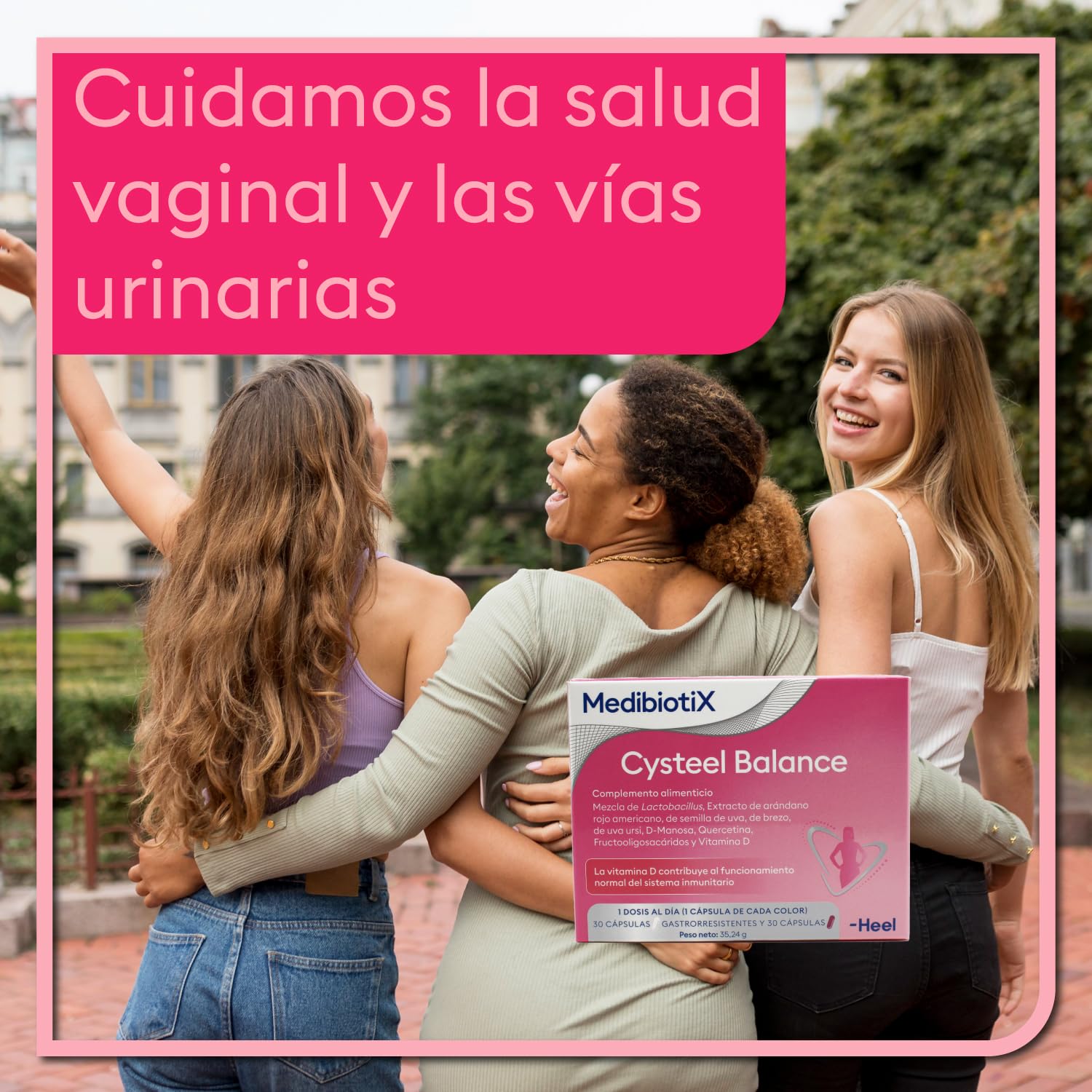 MBX Cysteel Balance Heel – Probióticos y Prebióticos + D-Manosa y Arándano Rojo – Bienestar Urinario y Salud Íntima Femenina – Cápsulas Gastrorresistentes de Alta Absorción – 30 + 30 Cápsulas