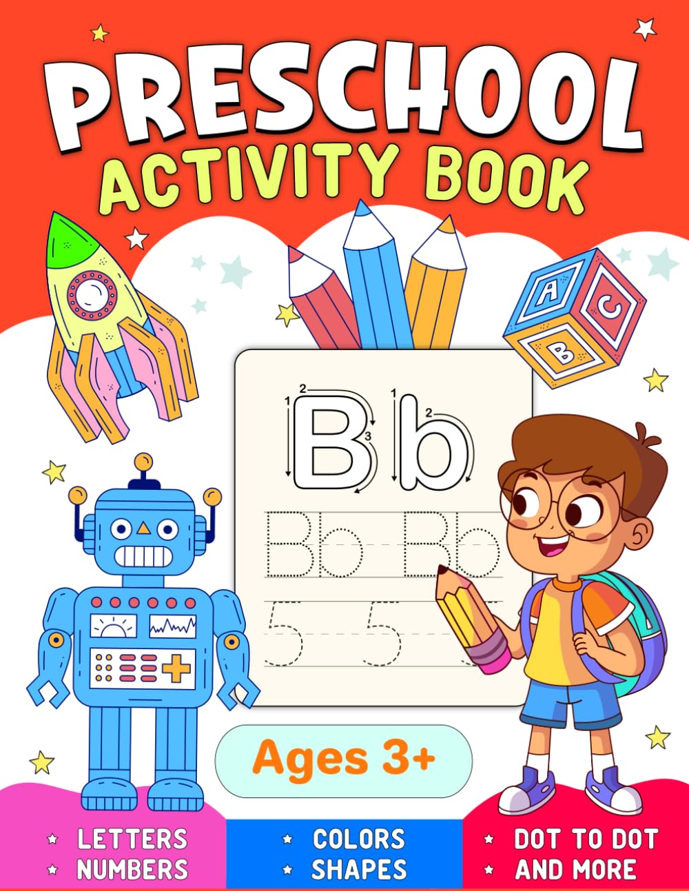 Preschool Activity Book, Letters. Numbers & Shape Tracing, Dot To Dot ...