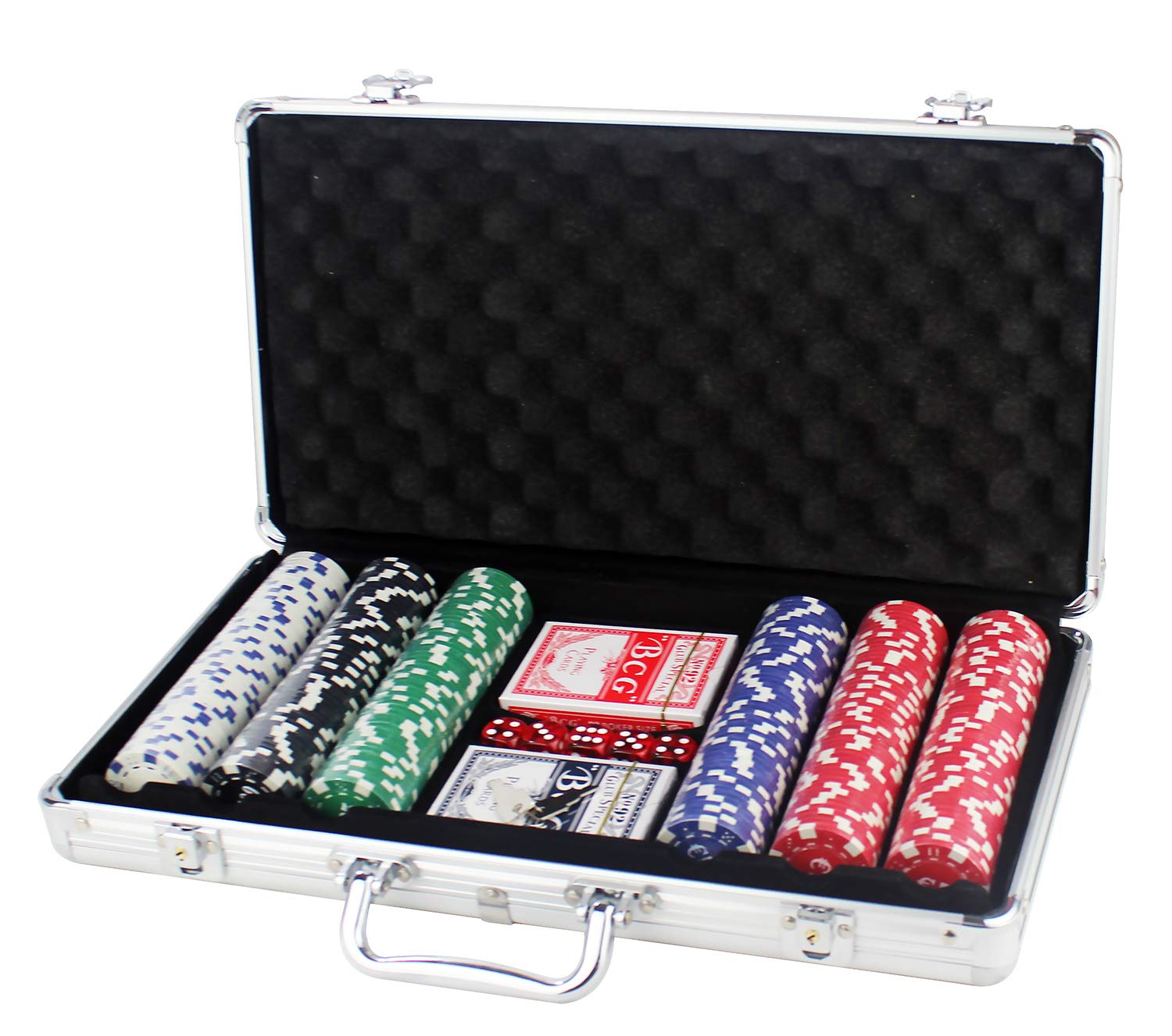 MASMAS Set de Poker/Póquer, Texas Holdem, Blackjack Completo con Maletín de Aluminio, Juego de Fichas Plástico, Mini Casino Portátil, Accesorios de Baccarat, Juegos de Mesa y Entretenimiento