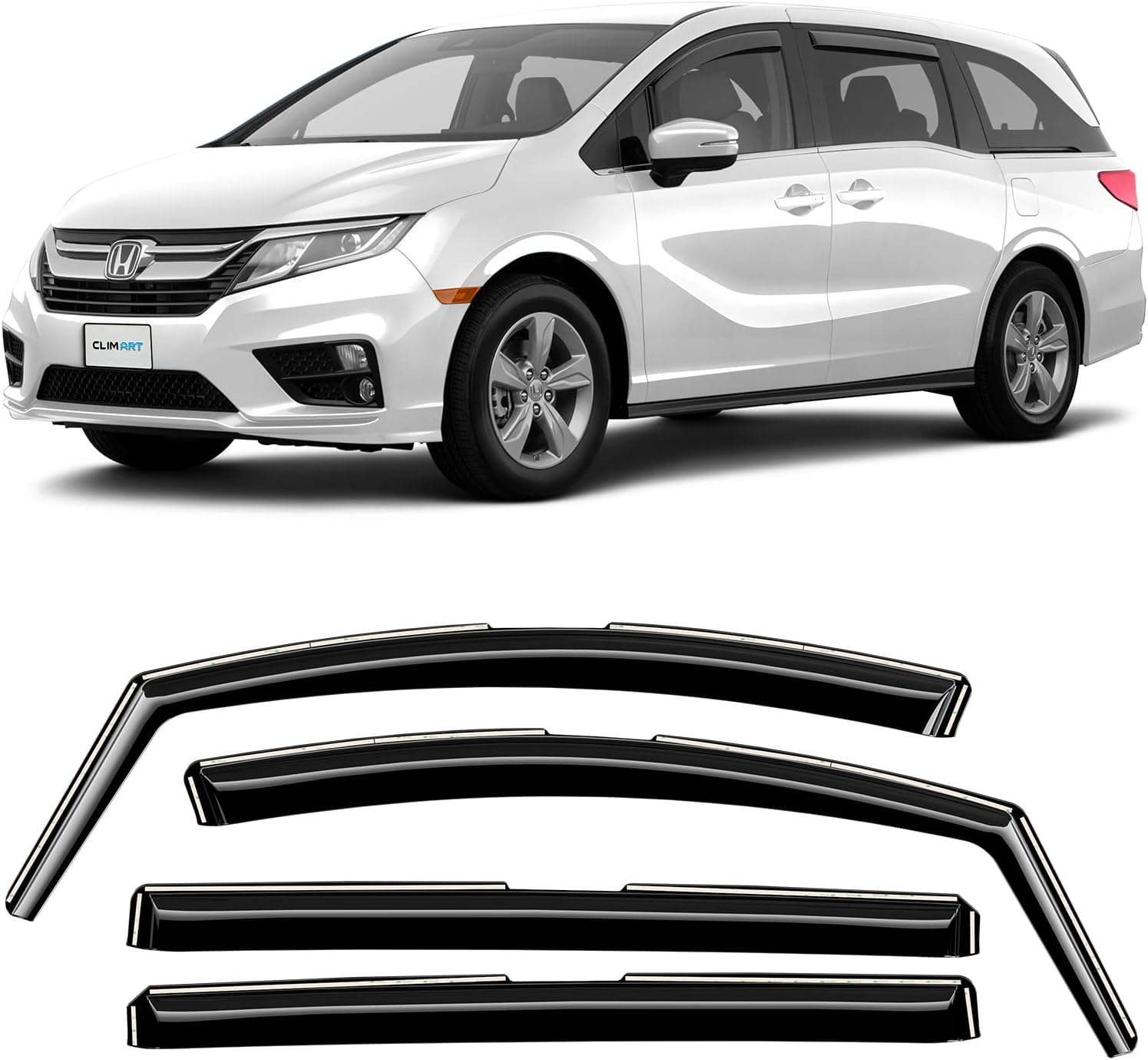 Smoke Tinted Out-Channel Window Visors For 2011-2017 Honda Odyssey – 4-Piece Set