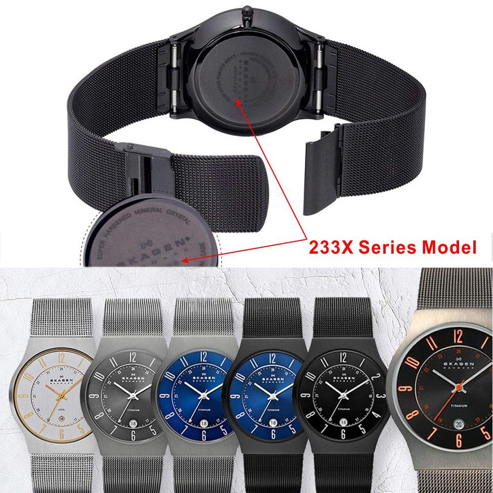 22mm Spring Bar Stainless Steel Watch Strap Replacement for Skagen 233X Series