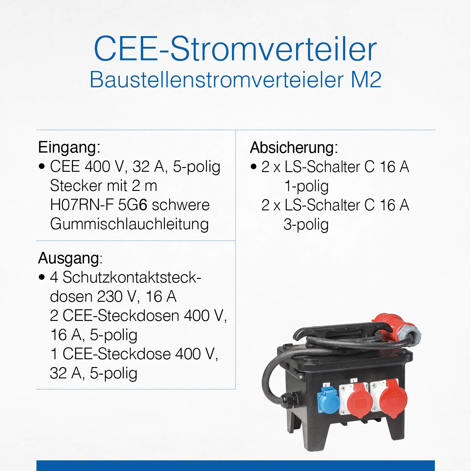as - Schwabe 60552 - Scatola di ripartizione per cantieri e ambienti di lavoro, M2, 400 V / 32 A, IP44