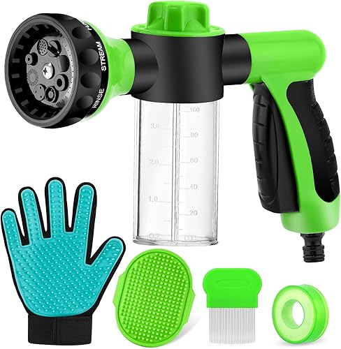 Miniatura 1 de Pulverizador de lavado para perros, accesorio de manguera de lavado de perros, 8 patrones de rociado, chorro de chorro para mascotas, con guantes de