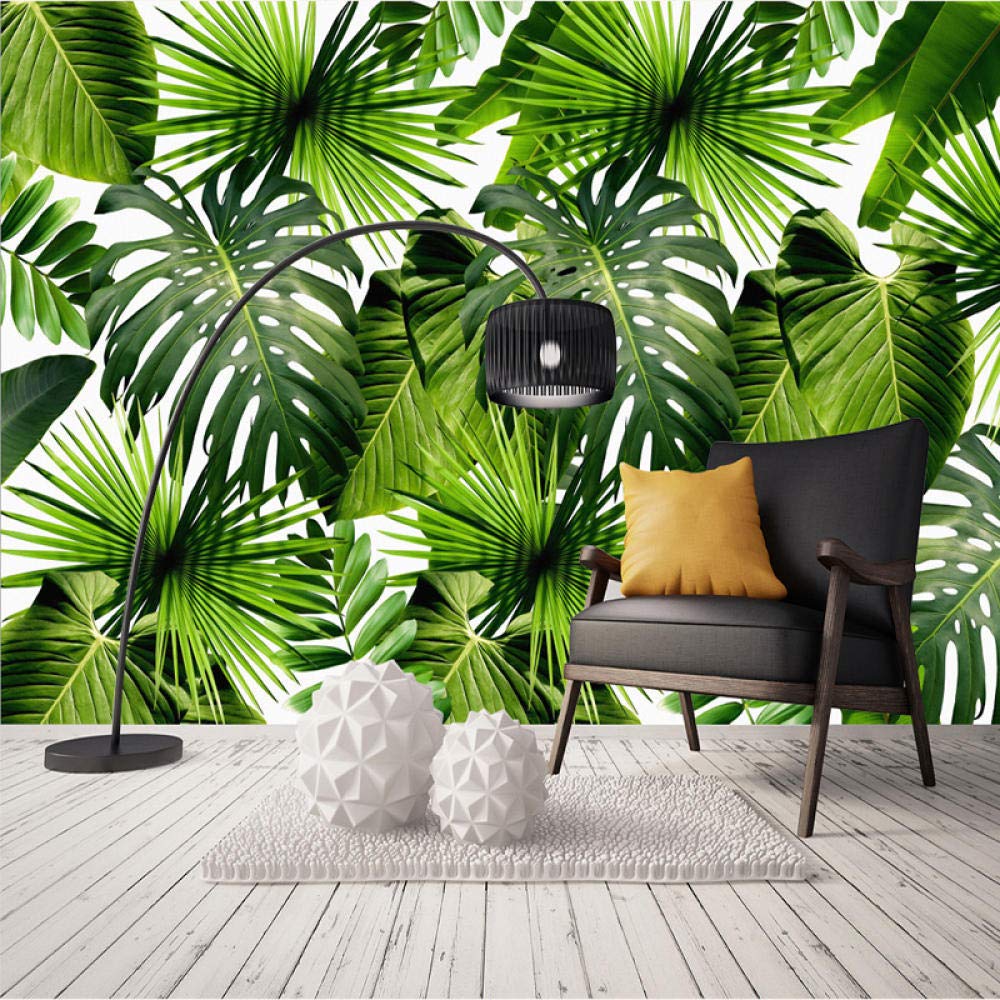 Moderna Foresta Pluviale Fresca Piante Foglie Di Banana Pastorale Murales Soggiorno Camera Da Letto Paesaggio 3D Sfondo Carta Da Parati Decorazioni Per La Casa 300Cm(W)×210Cm(H)