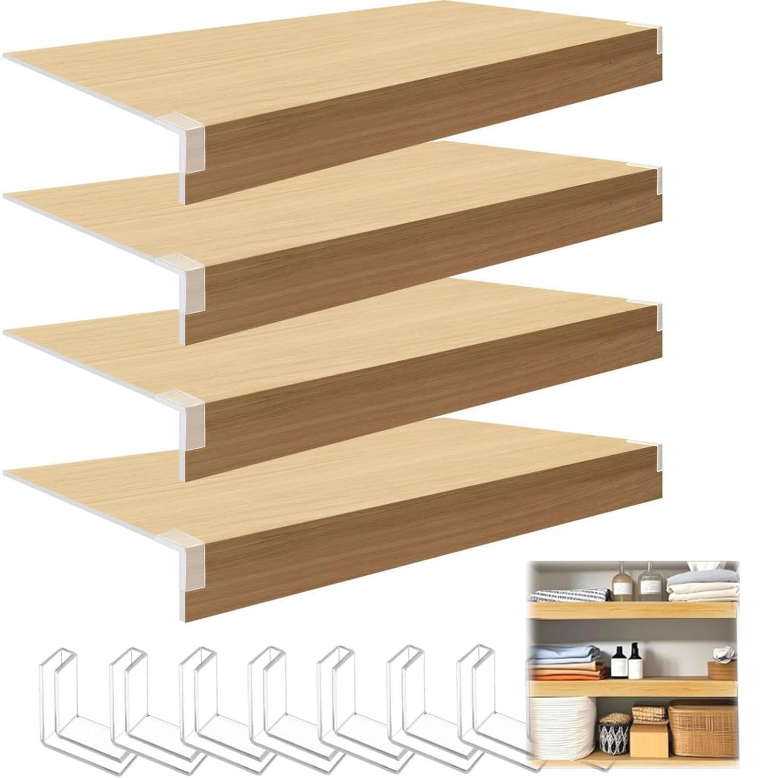Genérico 4 Fundas para estantes de Alambre para la organización del hogar y la Cocina - Almacenamiento en despensa y Armario de Roble, 23 cm de Ancho x 91 cm de Largo, protección Duradera para estant