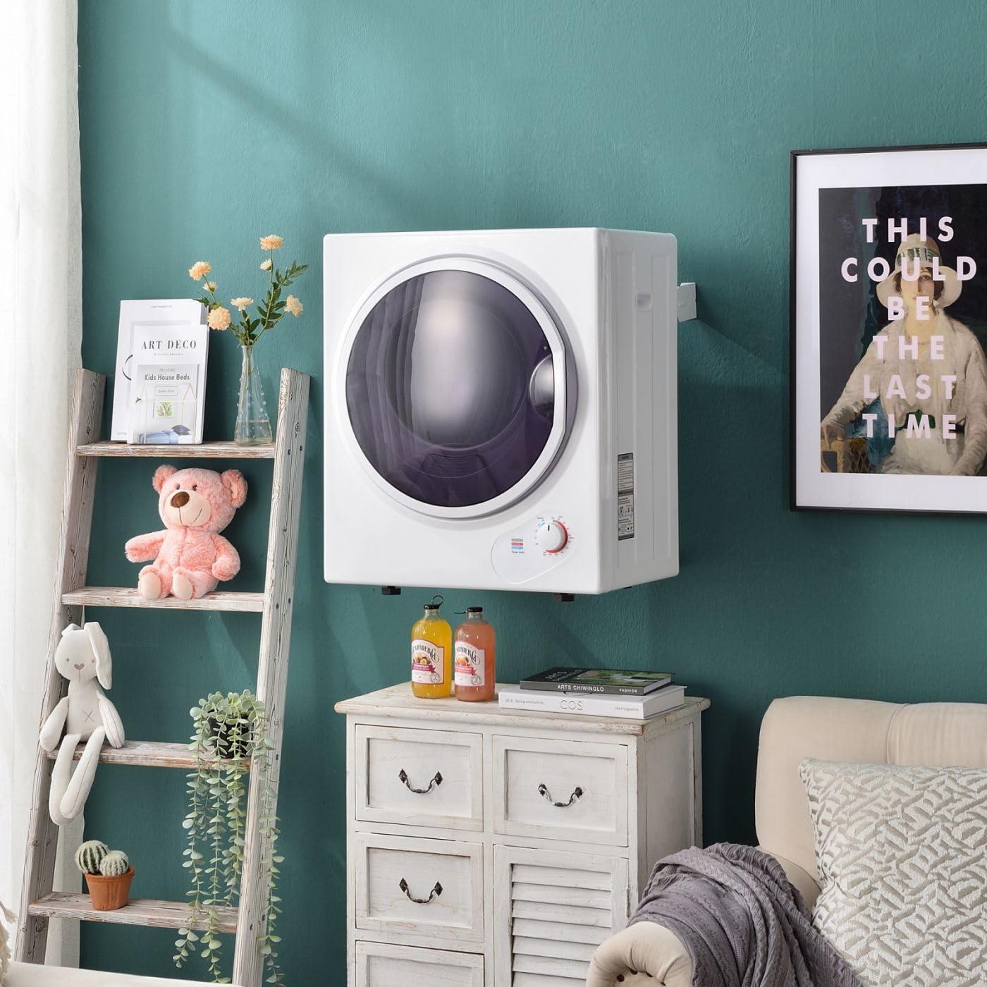 Mini sèche-linge mural 2,5 kg double filtre chauffage céramique PTC tambour acier inoxydable