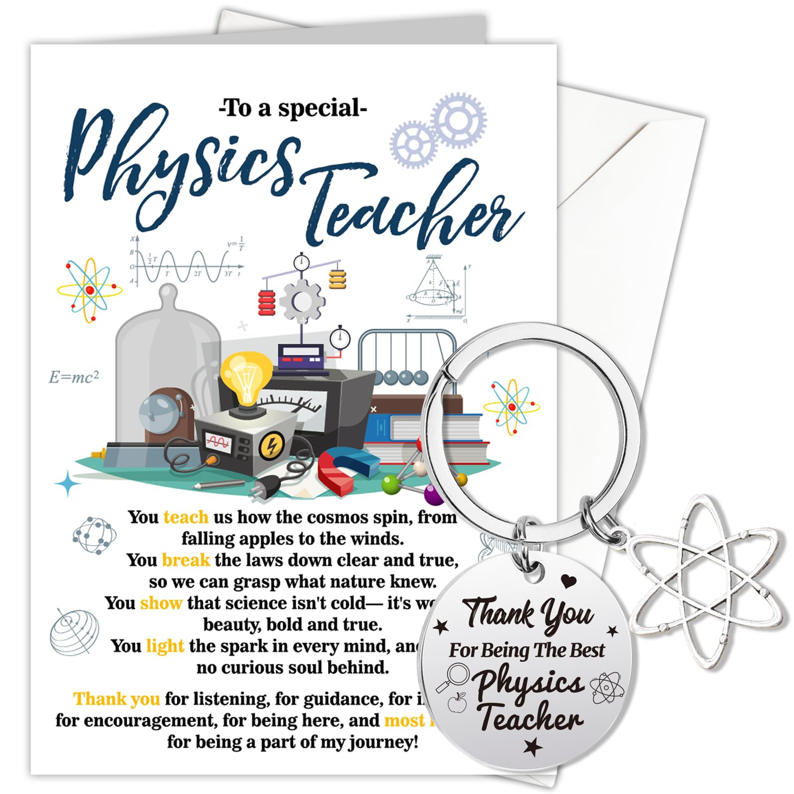 HOWAF Physics Teacher Gifts, Physics Teachers Card, Thank You Teacher Card & Keyring, Thank You Teachers Gifts, Leaving Gift, Appreciation Gift โ image 1