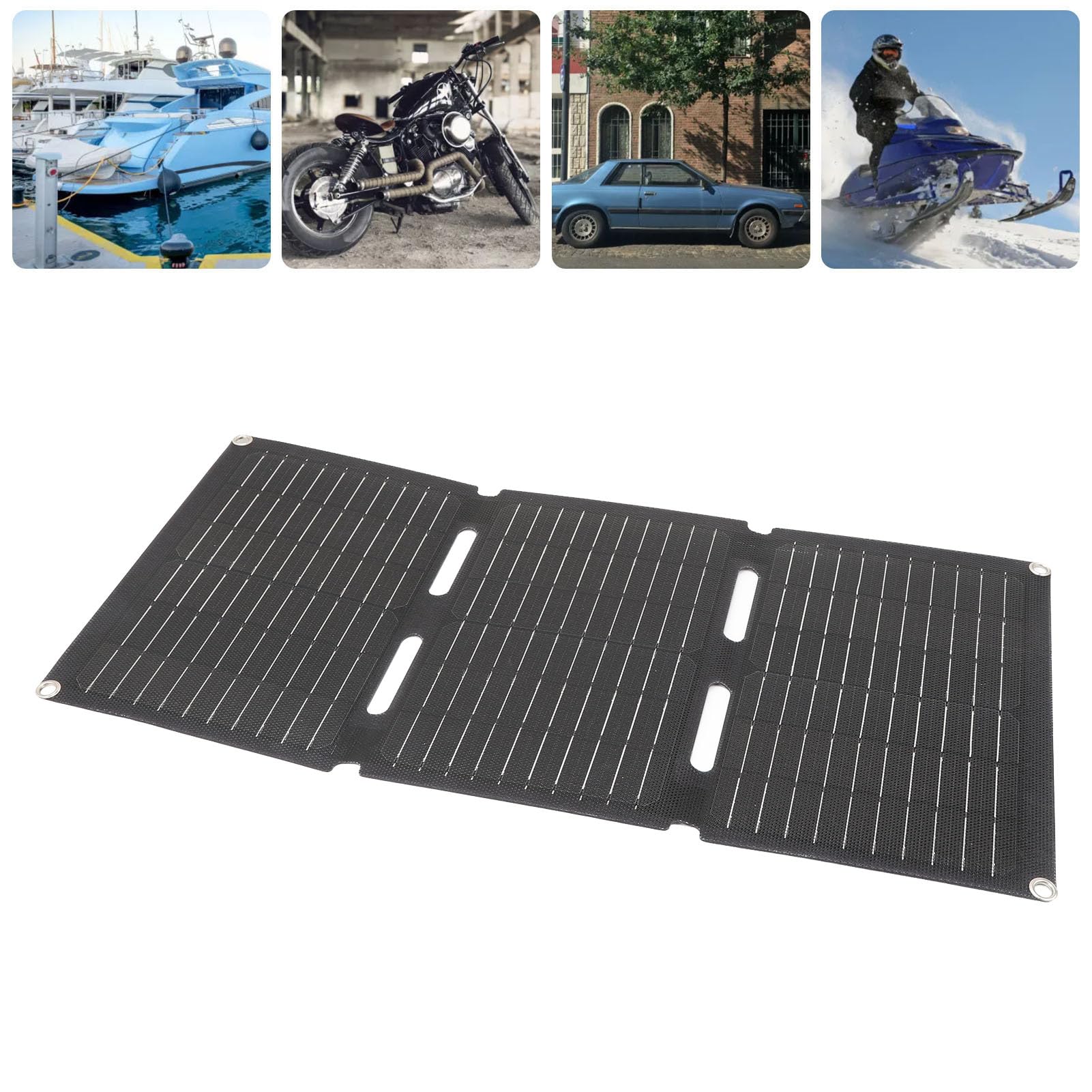 Pannello Solare Pieghevole, Pannello Caricatore Solare Portatile in Silicio Monocristallino da 60 W con Doppie Porte USB, Impermeabile per Escursionismo, Campeggio e