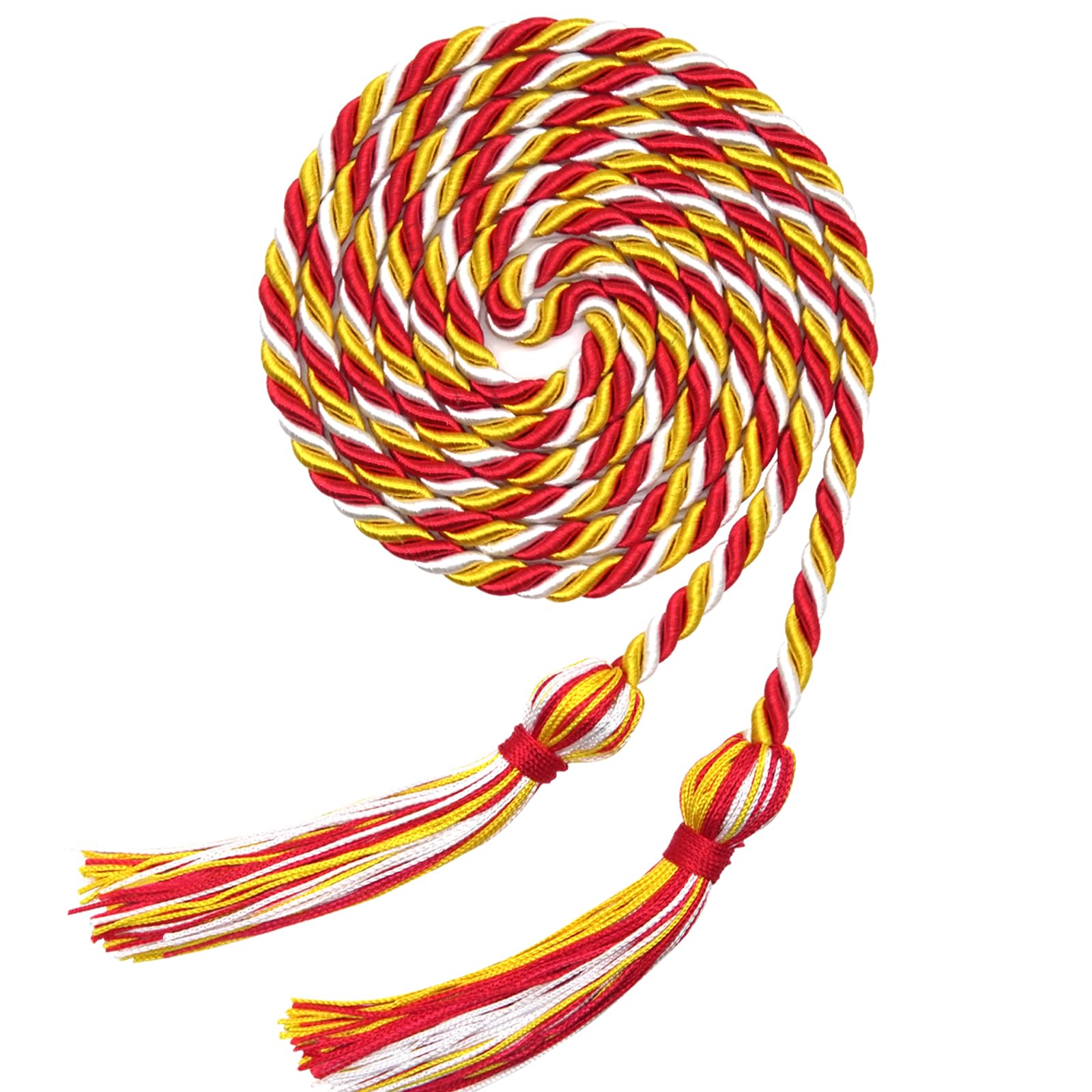 Rcanedny 15-Piece Graduation Honor Cords With Tassels - Red & White Braided Cords (67 Inches) - View #8
