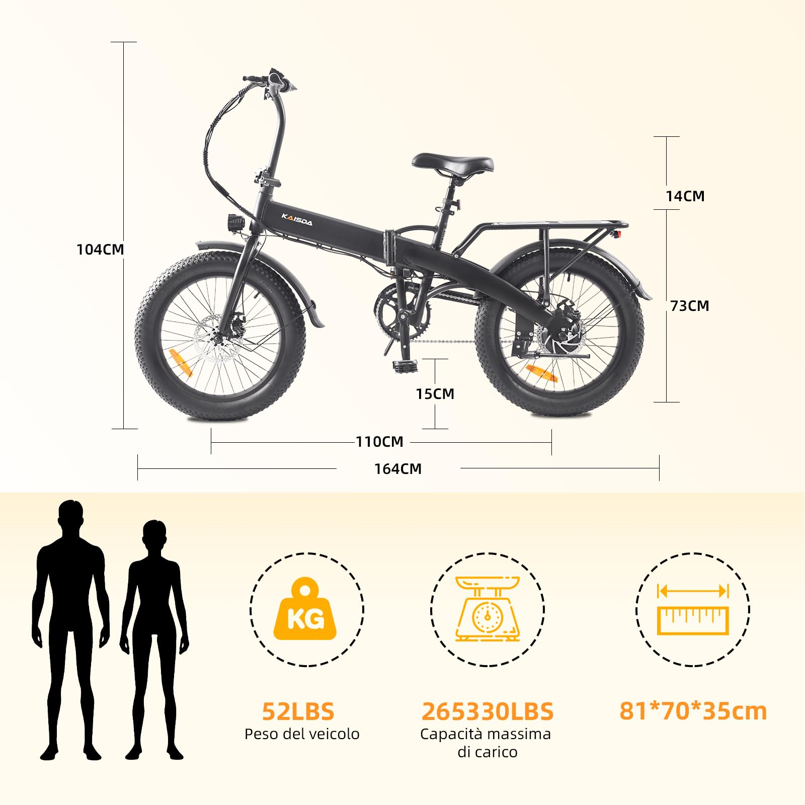 Bici Elettrica Pieghevole 20 Pollici Bicicletta Elettrica da 36V 10.4Ah, 20x3.0 Pneumatici Larghi fino a 60 km, Display LCD, Portapacchi posteriore, E-CityBike per Donne e Uomini Adulti