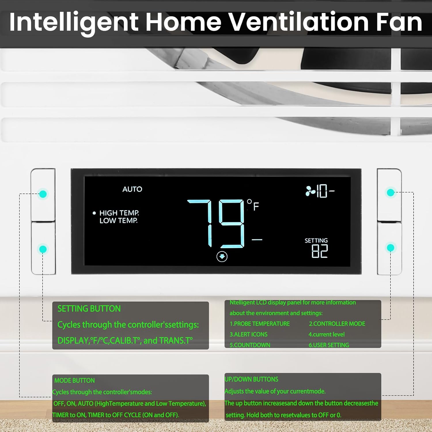 8" Through Wall Fan 305 CFM, Room to Room Air Transfer Fan, Reversible Airflow Design, Programmable Timer, Quietly Circulating Air for Home, Office, Closet, Laundry Room & More