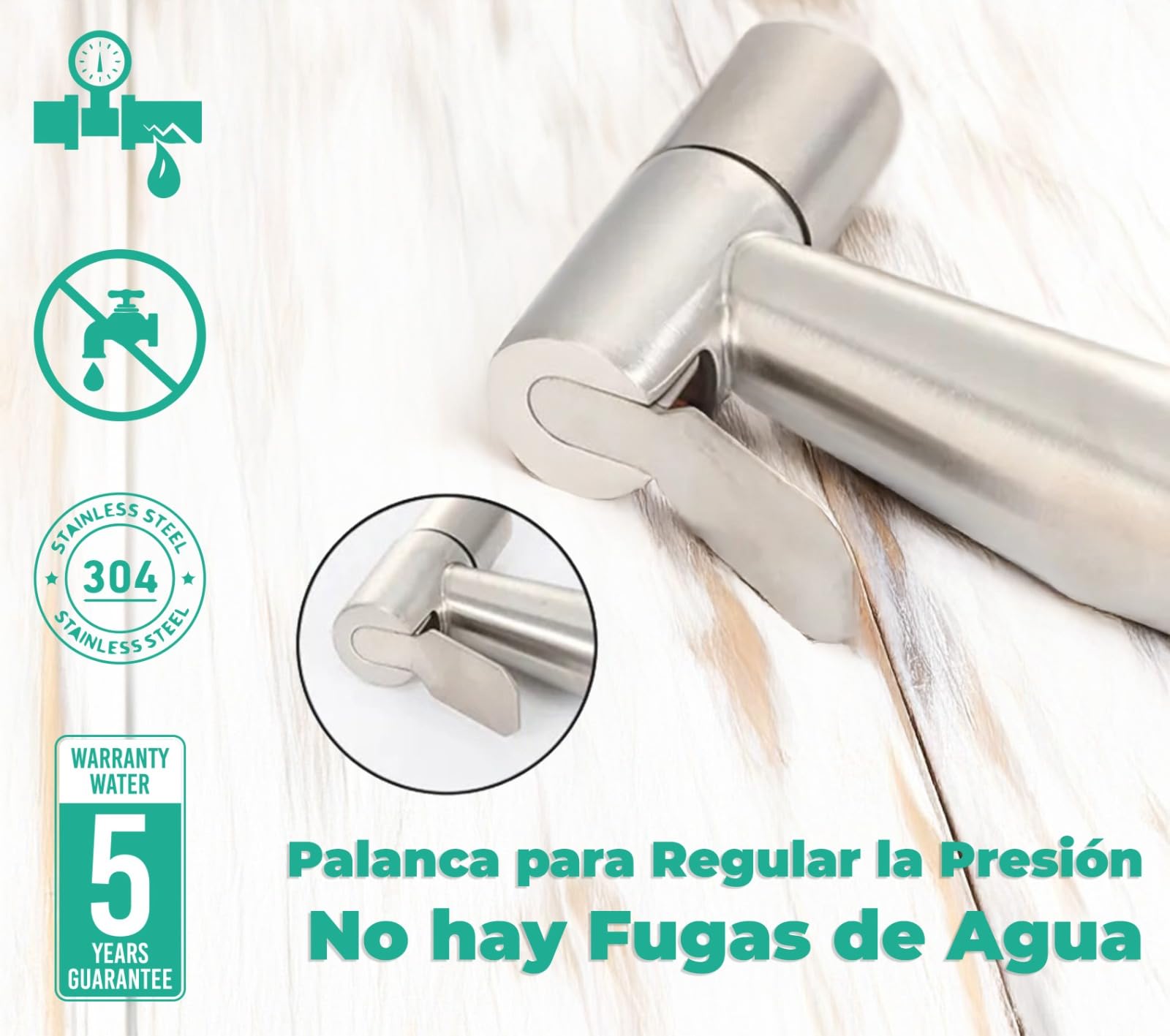 CHILL HOUSE Kit Bidet Portatil para Wc, Ducha Higienica con Adaptador Grifo en Acero Inox AISI 304 y Manguera de Ducha 1,5 M en Acero Inox. Ducha Bidet Para Wc Inodoro Completo