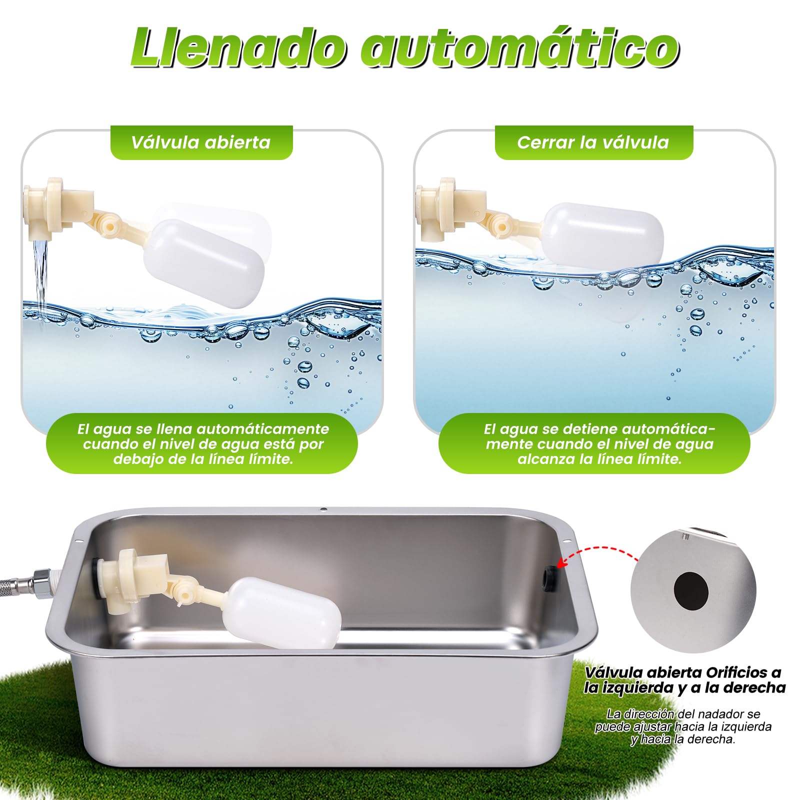 Dispensador Automático de Agua para Perros de 11L con Válvula Flotante, Bebedero para canino al Aire Libre para Dos Chucho, Cuenco de Agua para Perros de Gravedad de Acero Inoxidable (Autocompletar)
