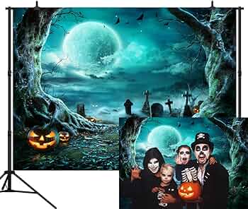 CapiSco 12X10FT Halloween Backdrop Photography Background Horror Moon Night Scary Cemetery Pumpkin Lantern Backdrop for Kids Adult Family Party Birthday Banner Decor Halloween Photo Backdrop SCO192F