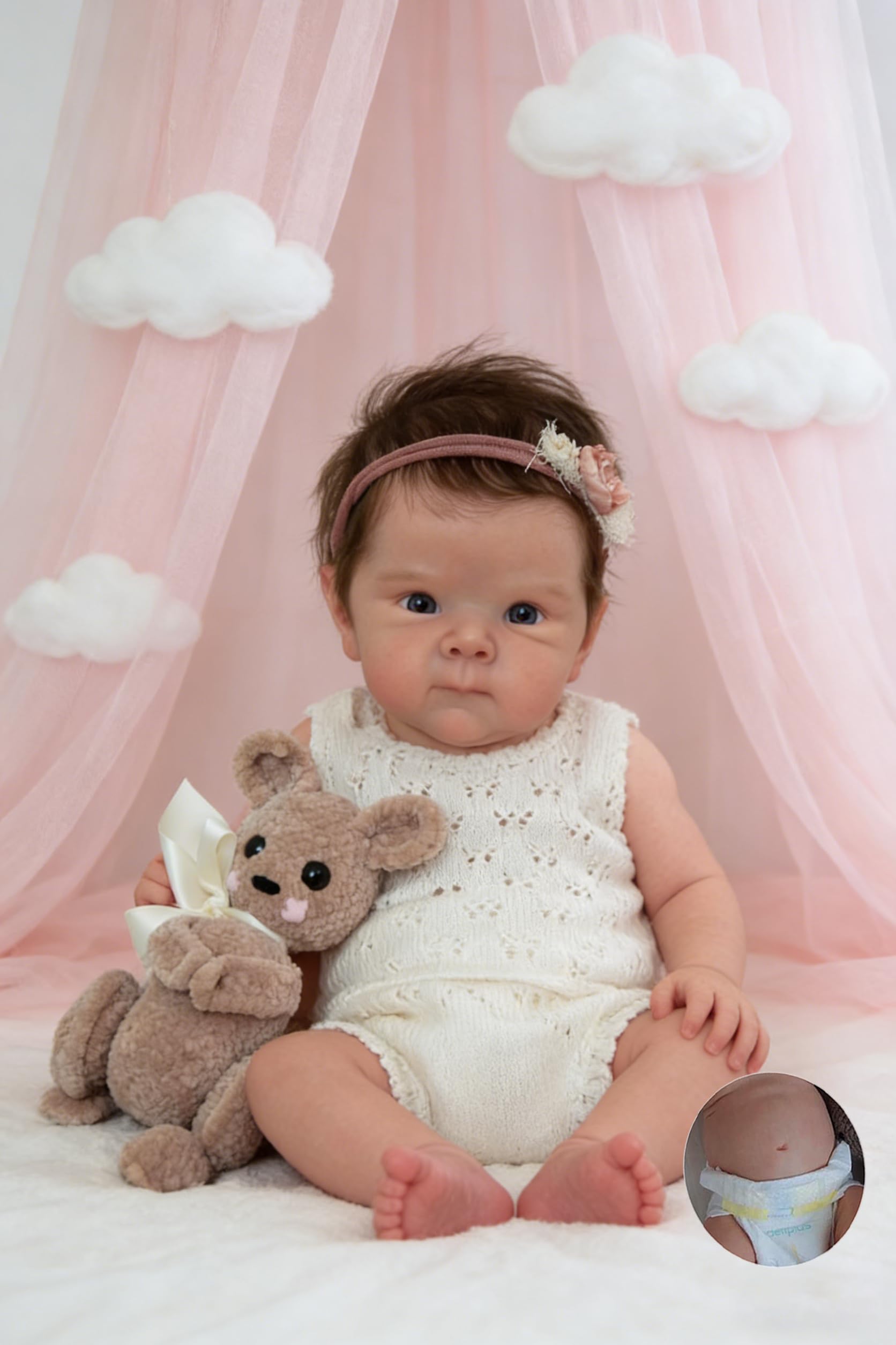 Anano Reborn Baby Dolls Full Body Soft Silicone Vinyl Realistic Girl Doll, Waterproof, 18 inches