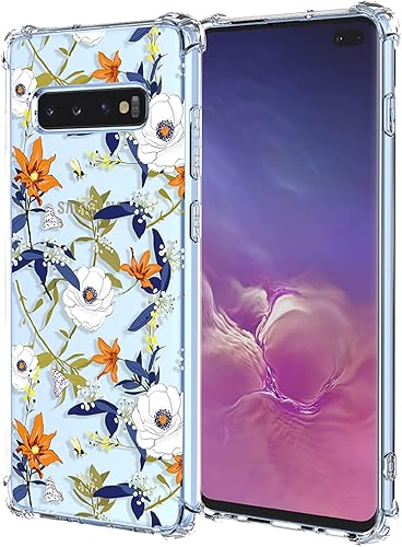 Funda para Galaxy S10 Samsung S10, diseño floral transparente, suave TPU a prueba de golpes, antiarañazos, funda protectora para Samsung Galaxy S10
