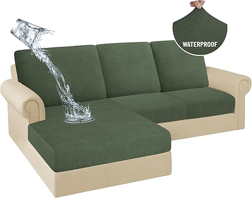 Miniatura 62 de HDCAXKJ Fundas de cojines de sofá seccional 100% impermeables, 8 piezas, funda seccional en forma de L, funda elástica para asiento de sofá chaise,