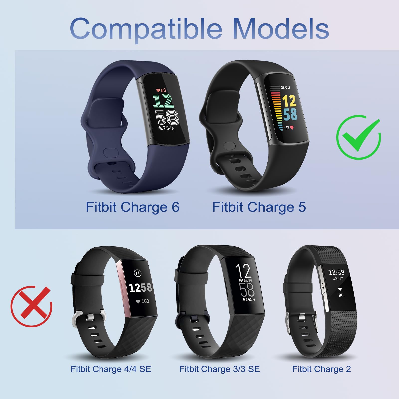 TiMOVO Watch Band Compatible with Fitbit Charge 6/Fitbit Charge 5, Cute Soft TPE Wristband Replacement Sport Straps for Women men, Black