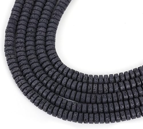 90 cuentas de lava volcánica natural de 0.315 pulgadas (0.315 in), cuentas de roca de chakra, cuentas de lava negra, cubo de aceites esenciales,
