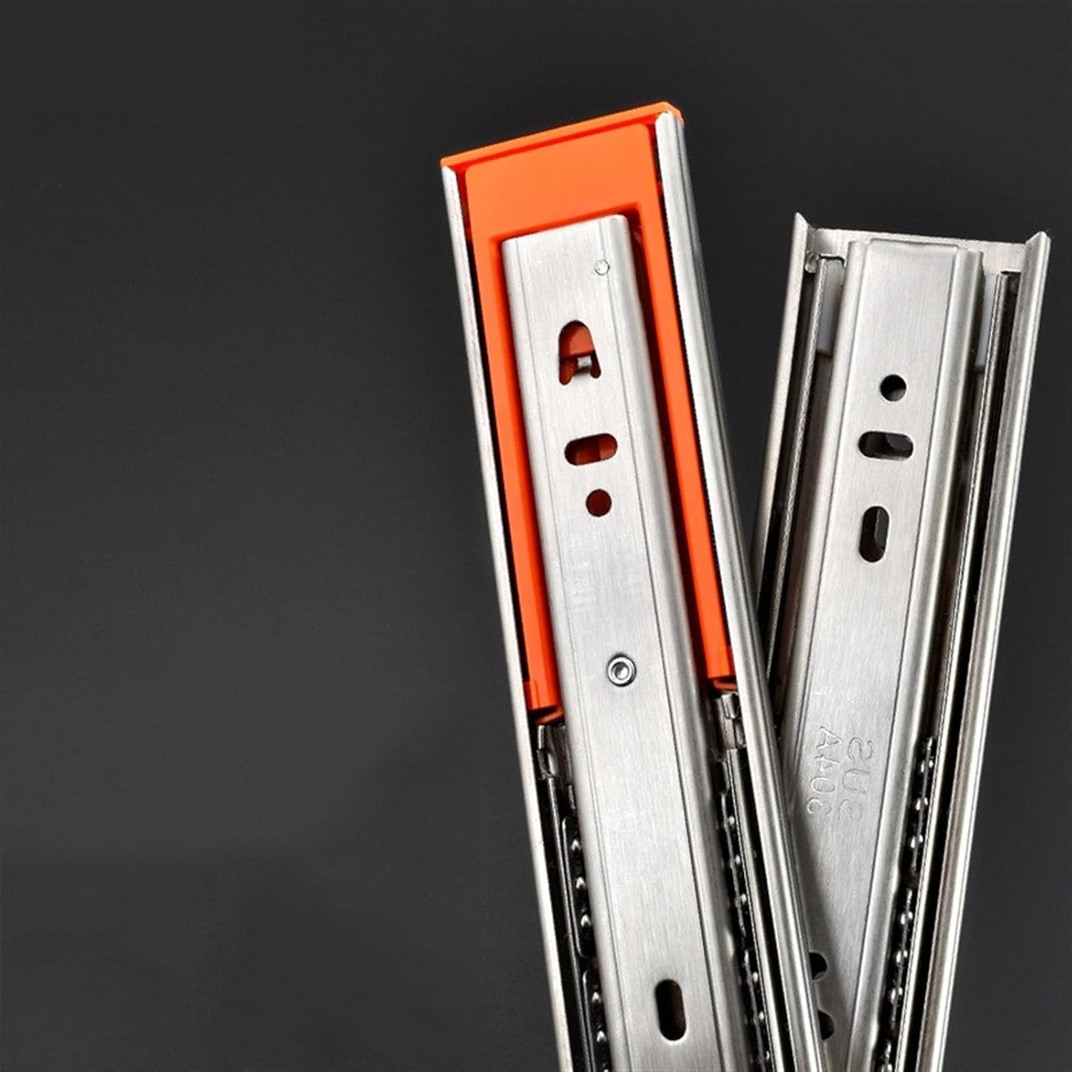 Full Extension Side Mount Cabinet Runners Glides 10-22" Three-Section Stainless Steel Drawer Rails Soft Close Buffer Damper(Buffer 22inch 55cm)