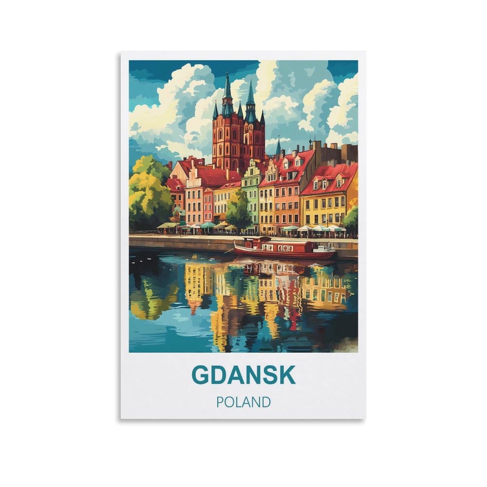FJIWECWSQ Gdansk Poland Vintage Travel Posters 08x12inch(20x30cm) Canvas Wall Art Painting Prints