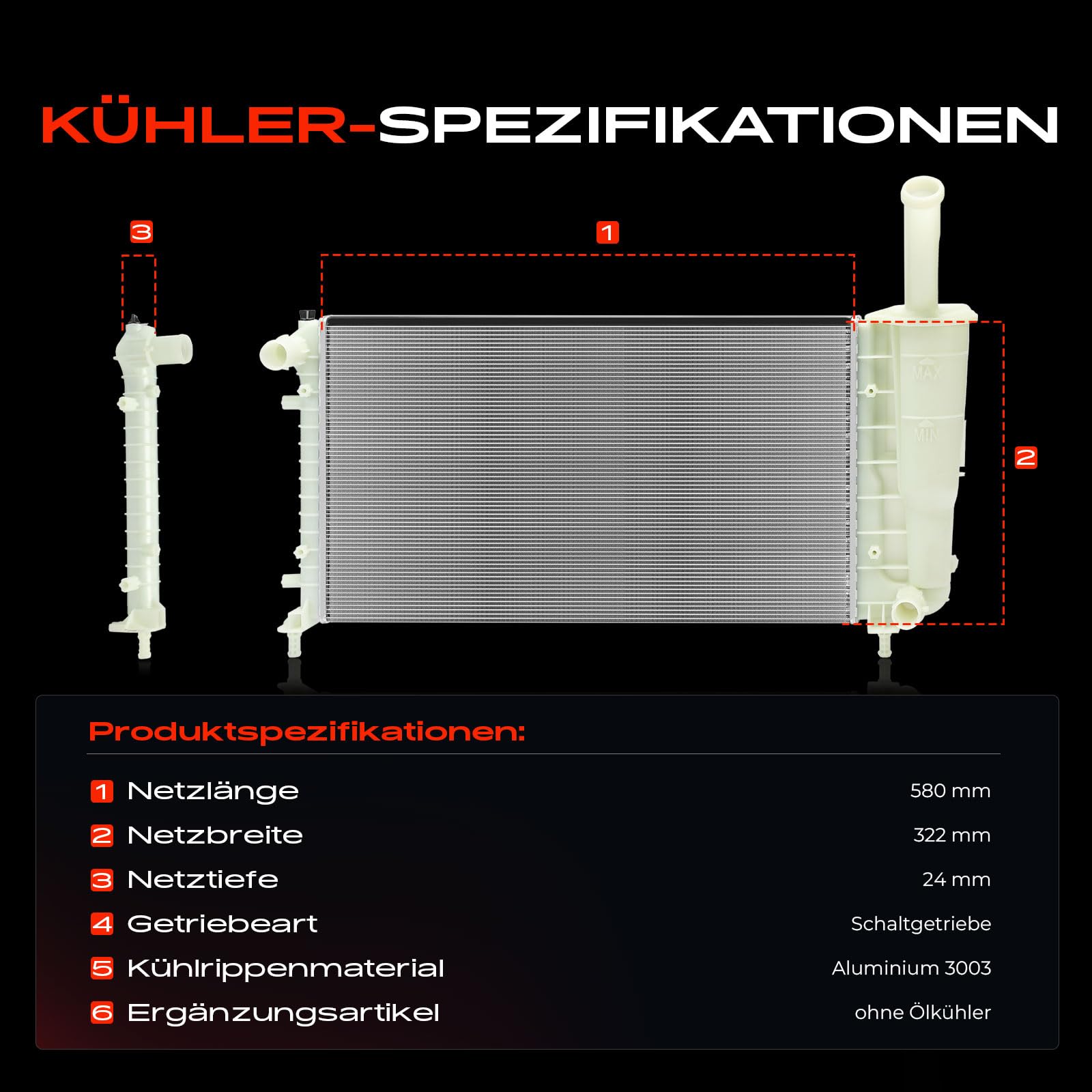 Frankberg Radiatore scambiatore di calore dell'acqua scambiatore di | Compatibile con: Punto Box/Hatchback 188, Punto 188