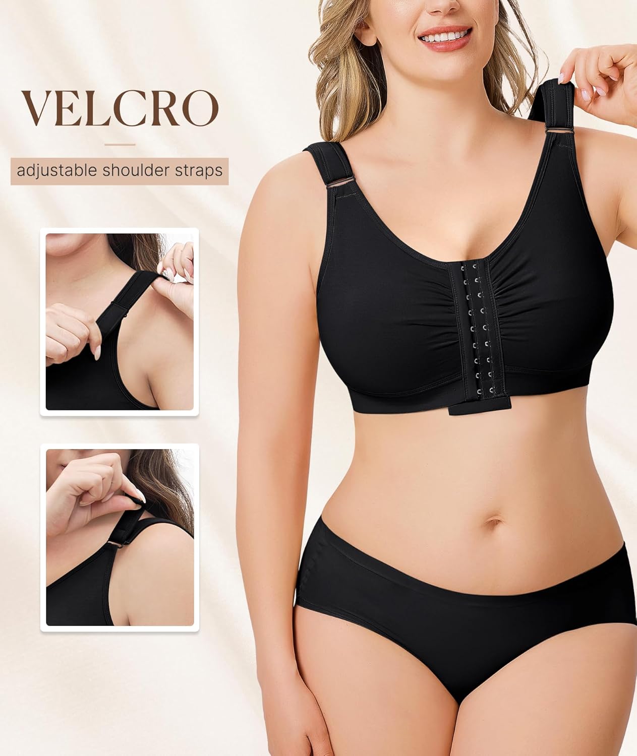 BRABIC Post Surgery Front Closure Bras for Women Full Coverage Compression Mastectomy Wireless Bra with Adjustable Straps - Image 2