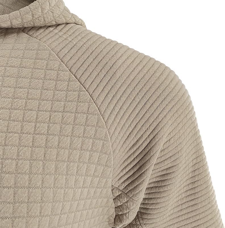 Men's Waffle Sweatshirt - Autumn Winter Hooded Pullover Loose Fit Casual Wear for Vacation Daily Life - Image 5